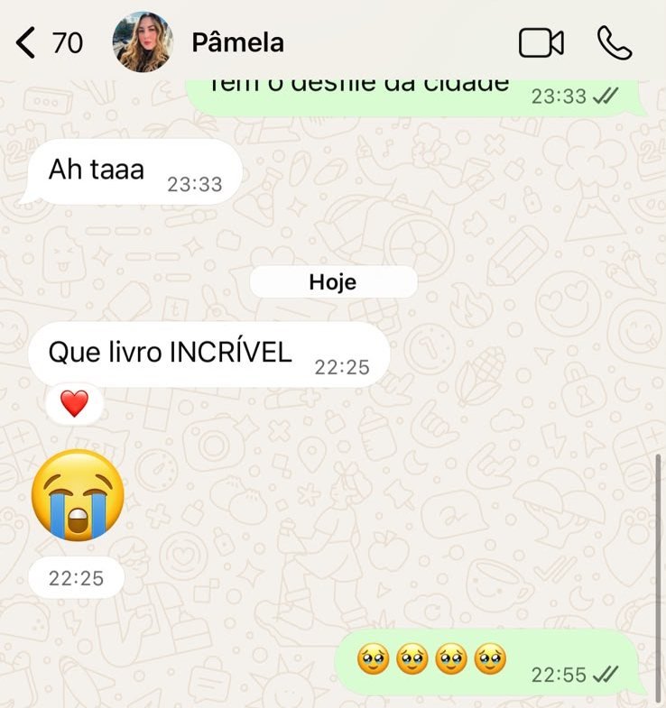 Print de conversa — Pâmela: Que livro INCRÍVEL